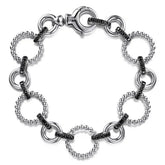 Sterling Silver Black Spinel Link Bracelet